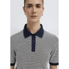 Mavi 1614310-86625 Çizgili Lacivert Polo Tişört