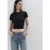 Mavi 1614180-900 Siyah Basic Crop Tişört