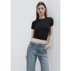 Mavi 1614180-900 Siyah Basic Crop Tişört