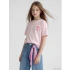 LCW Kids Pembe Bisiklet Yaka Kız Çocuk Baskılı Tişört