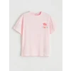 LCW Kids Pembe Bisiklet Yaka Kız Çocuk Baskılı Tişört