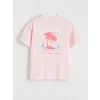 LCW Kids Pembe Bisiklet Yaka Kız Çocuk Baskılı Tişört