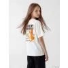 LCW Kids Beyaz Baskılı Kız Çocuk Tişört