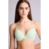 Defacto H3228AXGN1139 Yeşil Dantelli Kaplı Pedli Balenli Tişört Bra