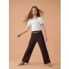 LCW Kids Kahverengi Beli Lastikli Kız Çocuk Geniş Paça Pantolon
