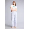 Defacto H5836AXPR317 Mor %100 Pamuk Regular Fıt Kısa Kollu Geniş Paça Pantolon 2li Takım