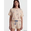 LCW DREAM Bej Köpek Baskılı Kadın Şortlu Pijama Takımı