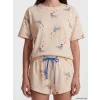 LCW DREAM Bej Köpek Baskılı Kadın Şortlu Pijama Takımı