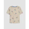 LCW DREAM Bej Köpek Baskılı Kadın Şortlu Pijama Takımı