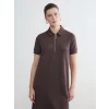 LCW EVERYDAY Kahverengi Polo Yaka Soft Touch Mini Elbise