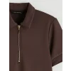 LCW EVERYDAY Kahverengi Polo Yaka Soft Touch Mini Elbise