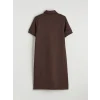 LCW EVERYDAY Kahverengi Polo Yaka Soft Touch Mini Elbise