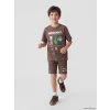 LCW Kids Kahverengi Minecraft Baskılı Erkek Çocuk Şort