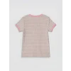 LCW Kids Pembe Bisiklet Yaka Çizgili Kız Çocuk Tişört