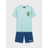 LCW Kids Mavi Minecraft Baskılı Erkek Çocuk Şortlu Pijama Takımı