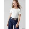 LCW Kids Ekru Nakışlı Kız Çocuk Fitilli Tişört