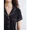 LCW DREAM Siyah Gömlek Yaka Kadın Pijama Takım