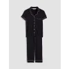LCW DREAM Siyah Gömlek Yaka Kadın Pijama Takım