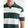 XSIDE Yeşil Polo Yaka Çizgili Penye Erkek Tişört