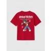 LCW Kids Kırmızı Nostaljik Maymun Baskılı Unisex Çocuk Tişört
