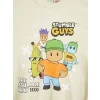 LCW Kids Bej Bisiklet Yaka Stumble Guys Baskılı Erkek Çocuk Tişört
