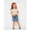LCW baby Ekru Bisiklet Yaka Baskılı Kız Bebek Gömlek