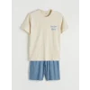LC WAIKIKI Mavi Standart Kalıp Erkek Şortlu Pijama Takımı