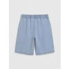 LCW Kids İndigo Beli Lastikli Çizgili Erkek Çocuk Jean Şort