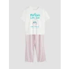 LCW DREAM Karışık Bisiklet Yaka Baskılı Kadın Pijama Takım