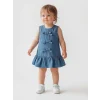 LCW baby Mavi Fiyonklu Kız Bebek Jean Elbise