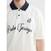 XSIDE Ekru Polo Yaka Nakışlı Erkek Tişört