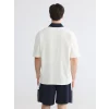 XSIDE Ekru Polo Yaka Nakışlı Erkek Tişört