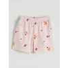 LCW Kids Ekru Gömlek Yaka Desenli Kız Çocuk Şortlu Pijama Takımı