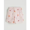 LCW Kids Ekru Gömlek Yaka Desenli Kız Çocuk Şortlu Pijama Takımı