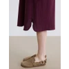 LCW EVERYDAY Mürdüm Gömlek Yaka Dokulu Oversize Müslin Elbise