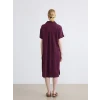 LCW EVERYDAY Mürdüm Gömlek Yaka Dokulu Oversize Müslin Elbise
