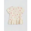 LCW Kids Ekru Çiçekli Kız Çocuk Tişört ve Pantolon