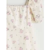 XSIDE Pembe Çiçekli Balon Kollu Belden Oturtmalı Elbise