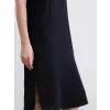 LCW Comfort Siyah Polo Yaka Yırtmaçlı Elbise
