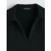 LCW Comfort Siyah Polo Yaka Yırtmaçlı Elbise
