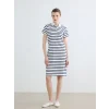 LCWAIKIKI Classic Lacivert Polo Yaka Çizgili Pike Mini Elbise