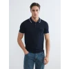 LCWAIKIKI Classic Lacivert Polo Yaka Erkek Dokulu Tişört