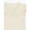 LCW Kids Ekru Bisiklet Yaka Kısa Kollu Kız Bebek Tişört