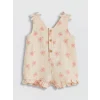 LCW baby Bej Çiçekli Kız Bebek Müslin Tulum