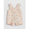 LCW baby Bej Çiçekli Kız Bebek Müslin Tulum