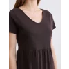 LCW Comfort Kahverengi V Yaka Katkat Elbise