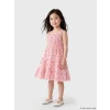 LCW Kids Pembe Kare Yaka Baskılı Kız Çocuk Krinkle Elbise