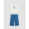 LCW DREAM Lacivert Baskılı Kadın Kaprili Pijama Takımı