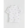 LCW Kids Beyaz Polo Yaka Baskılı Erkek Çocuk Tişört