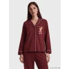 LCW DREAM Bordo Gömlek Yaka Baskılı Kadın Pijama Takımı